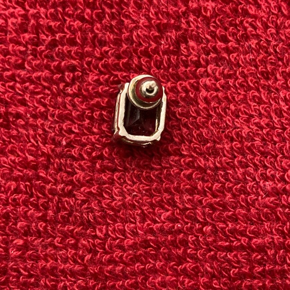 Vintage Amethyst Earrings.             Large Rectangle Studs - Picture 4 of 6